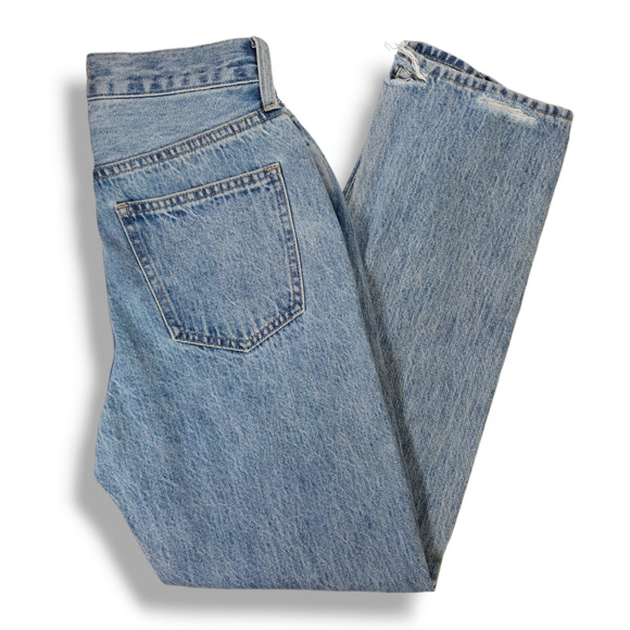 NWOT Pistola High-Rise Distressed Button Fly Straight Denim Jeans Sz. 26x28 Blue - Picture 3 of 10